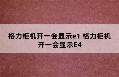 格力柜机开一会显示e1 格力柜机开一会显示E4